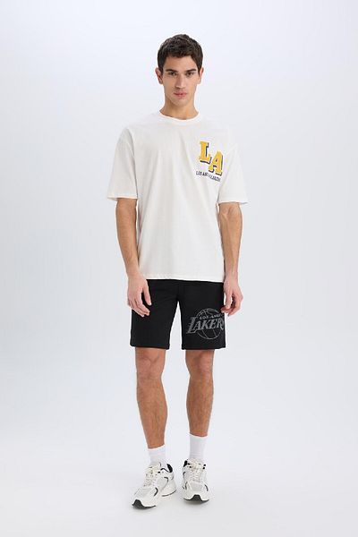 DeFacto Defactofit Nba Los Angeles Lakers - Oversize Crew Neck Short Sleeve T-Shirt B3894Ax25Sp