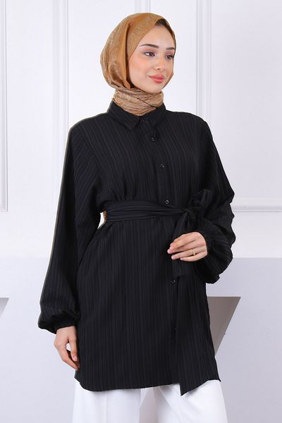 İmajButik Μαύρο χιτώνα με ζώνη