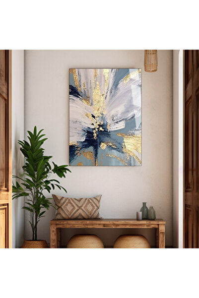 Harika bir ev HARİKABİREV|SOFT MAVİ GOLD ÇİÇEK SOYUT TEMALI TEMPERLİ KIRILMAZ...