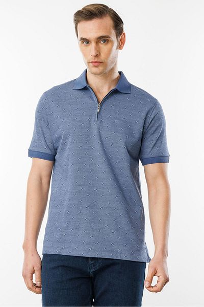 Desen Triko Ανδρικό μπλουζάκι με φερμουάρ Navy Blue