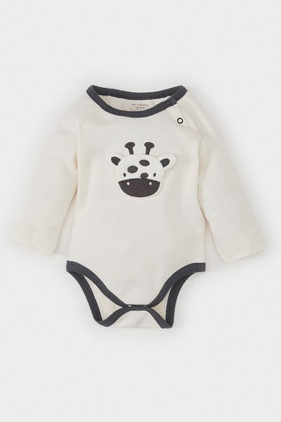 DeFacto Newborn Baby Boy Embroidered Long Sleeve Bodysuit - D4135A524Wn