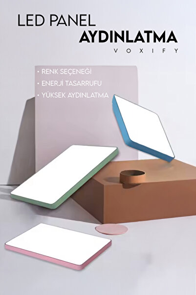 Voxify Büyük Boy Kare Gold 18w Tavan Led Aydınlatma Armatür Salon Avize Aydınlatma Metal Kasa Beyaz Işık