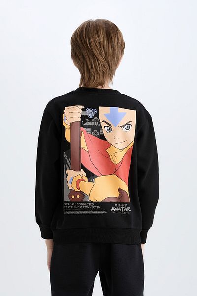 DeFacto Момче Avatar the Last Airbender Суитшърт с кръгло деколте отвътре, мек пух D6742A824Wn