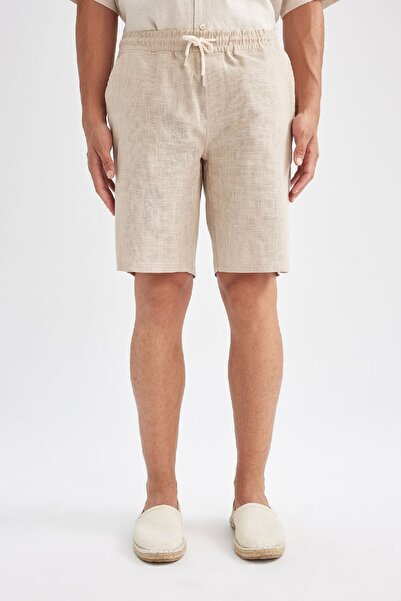 DeFacto 100% Cotton Bermuda Shorts with Elastic Waist and Pockets D8174Ax24Sm