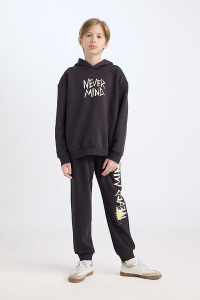 DeFacto Boy's Oversize Sweatshirt with Hood - Back Print, Wide Fit D7115A824Wn