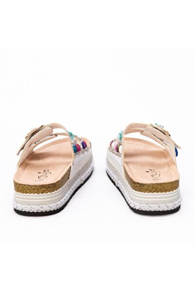 Guja 25Y103 Γυναικείες παντόφλες με διπλή πόρπη με χοντρή σόλα από ψάθινη πέτρα