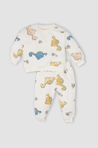 DeFacto Set pentru bebeluși: hanorac și pantaloni de trening Dinosaur Lap altitudine D5940a