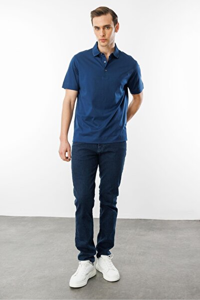 Desen Triko Ανδρικό μπλουζάκι με γιακά πόλο Mercerized Petrol