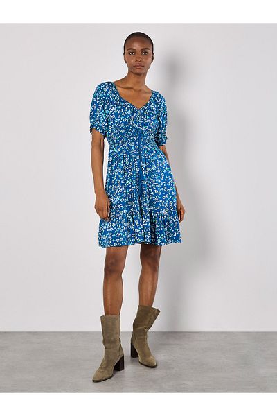 Apricot Sarasa Blumen Bardot Kleid