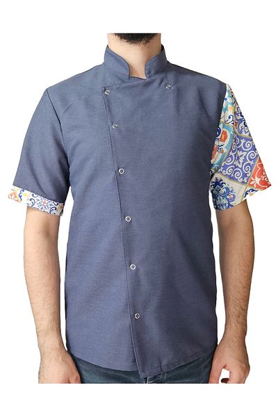 Ant Rotagrup Üniforma ve İş Elbiseleri Unisex Beater Jacket - Patterned Ceramic Motif Short Sleeve Summer Cook Kitchen Service