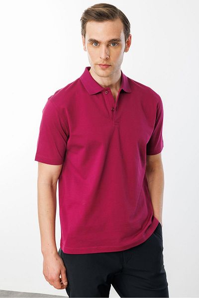 Desen Triko Ανδρικό μπλουζάκι πόλο φούξια Mercerized Collar Pique