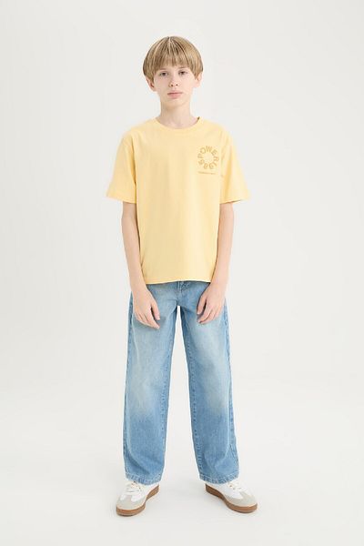 DeFacto Boys Oversize Wide Fit Crew Neck Back Printed Short Sleeve T-Shirt D8493A825Sm