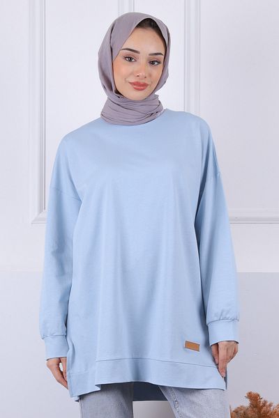 İmajButik Baby Blue Βαμβακερό ύφασμα ιδρώτας με σκισίματα στο πλάι