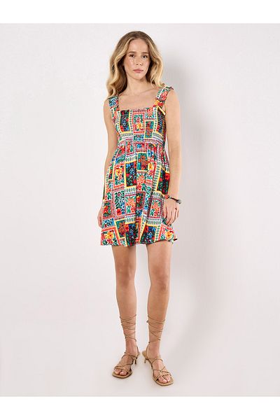 Apricot Postkartenkleid Mit Blumendruck