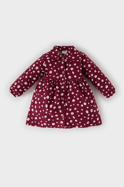 DeFacto Rochie de flanel cu mânecă lungă cu flori pentru fetițe D7428A524WN