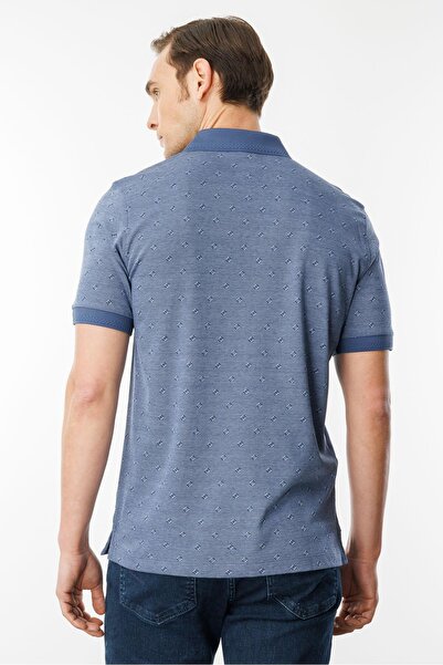 Desen Triko Ανδρικό μπλουζάκι Jacquard με φερμουάρ Navy Blue