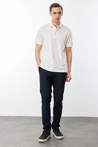 Desen Triko Ανδρικό μπλουζάκι με γιακά πόλο Mercerized Λευκό