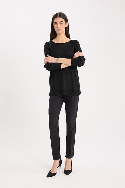 DeFacto Regular Fit Crew Gât Basic Solid Negru Tricotaj Pulover D6281ax25sp