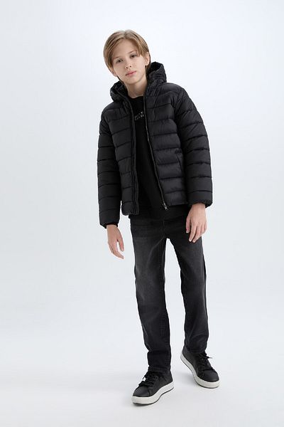 DeFacto Boy Water Repellent Hooded Puffer Jacket with Zipper Pocket D5899A825Sp
