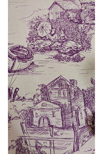 gonk Round, Country Patterned, Duck (Liquid Pusher, Stain Proof) Fabric, Tablecloth