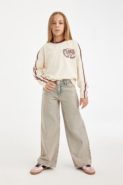 DeFacto Pantaloni Jeans Fete Albastru Deschis D7178a824wn