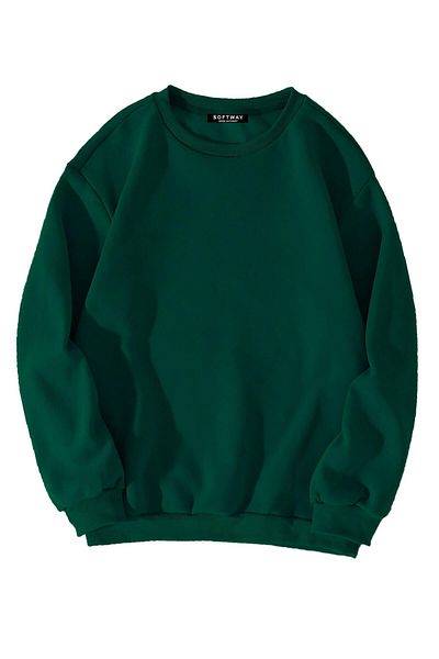 SOFTWAY Unisex Oversize Σκούρο Πράσινο Φούτερ με λαιμόκοψη
