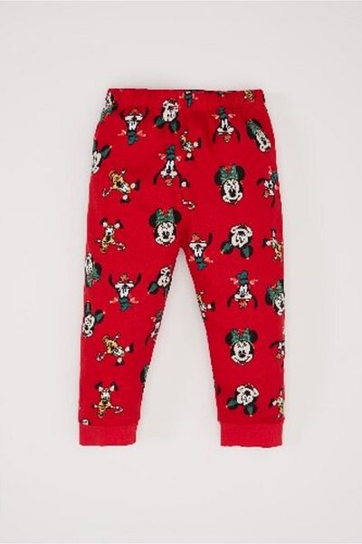 DeFacto Disney Mickey & Minnie Themed Baby Girl Pajamas Set - Crew Neck, Long Sleeve, Top Waist Last