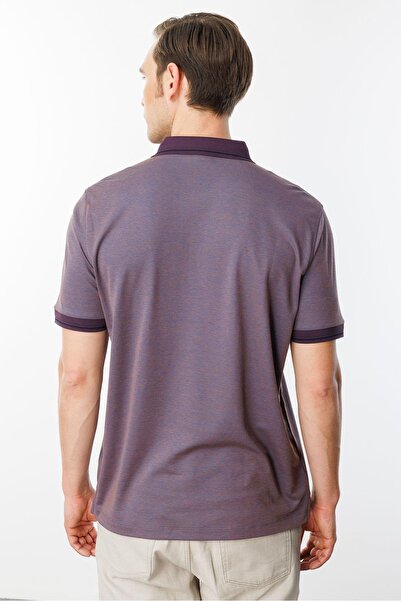 Desen Triko Ανδρικό μπλουζάκι πλεκτό με γιακά πόλο και μανίκια καφέ