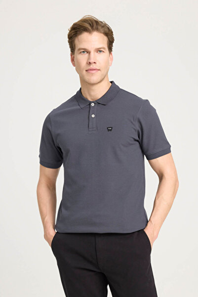 WRANGLER Regular Fit Polo Yaka Antrasit Erkek T-Shirt W7D5K4XX2T003
