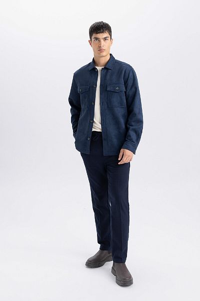 DeFacto Μπουφάν πουκάμισο με κανονική εφαρμογή Polo Neck Suede D3379AX25SP