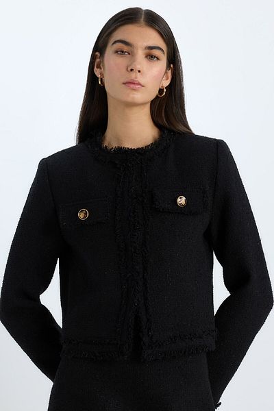 DeFacto Jachetă Blazer Tweed Crop Crew Deck D5040AX24AU