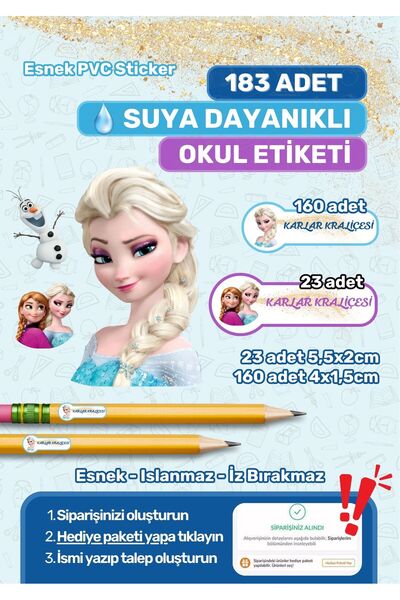 alışveriş kurdu Okul Etiketi Kalem Etiketi Defter Etiketi Özel İsim Yazılabil...