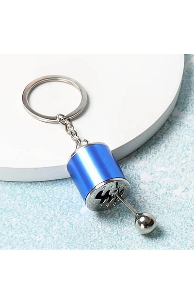 KYLE XM Blue Gear Shift Keychain Accessory - Movable Metal Auto Accessory