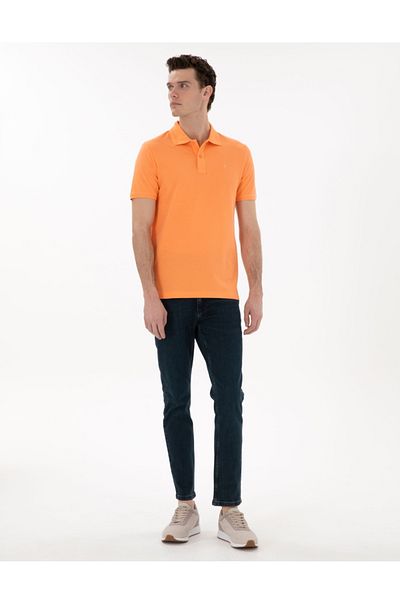 Pierre Cardin tricou de bază pentru bărbați slim fit cu guler ondulat