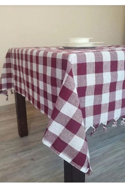DENİZLİ ÇEYİZ Picnic Table Cloth - Table Cloth, Burgundy 150X150