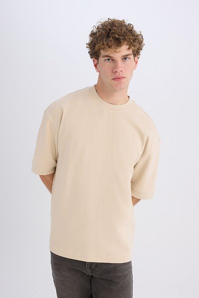 DeFacto Μπλουζάκι Loose Fit Crew με κοντό μανίκι βαρύ ύφασμα Basic μασίφ μπλουζάκι B4844ax25sp