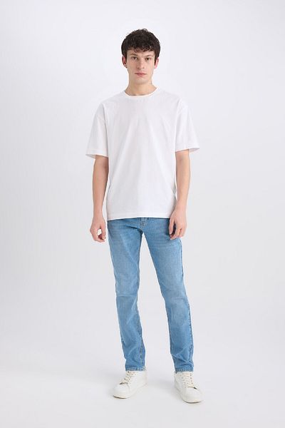 DeFacto Pedro Slim Fit στενή εφαρμογή κανονική μέση στενό τζιν παντελόνι D8583AX25SP