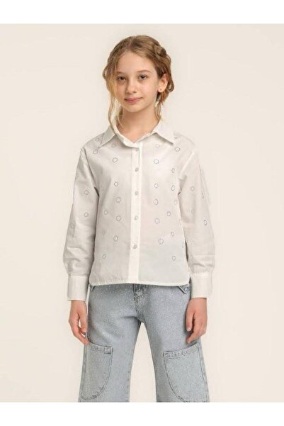 Zekids Cămașă cu mânecă lungă din bumbac pentru fete