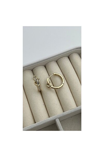 ParlaTakıAksesuar Vip Çelik Düğüm Halka Küpe 14K Renk