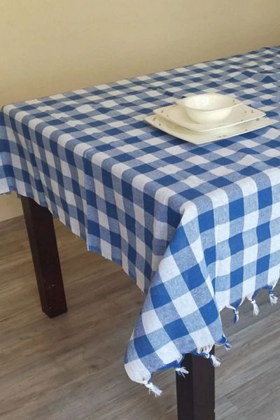 DENİZLİ ÇEYİZ Fata de masa de picnic albastra 150x150, pânză de masă multifuncțională