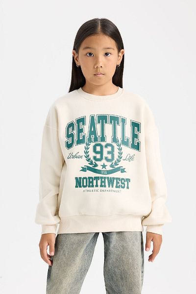 DeFacto Dívčí mikina Relax Fit Crew Neck s potiskem D7057A824Wn