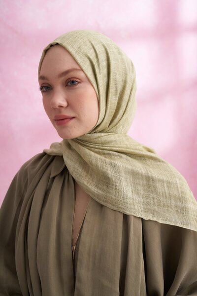 ARMANDA İPEKLİ ESKİTME BOYAMA ŞAL -KETEN YEŞİLİ