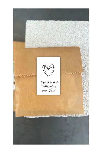 43 cici süsler organizasyon 100 Heart Pattern Thank You Stickers in 5X8Cm Size