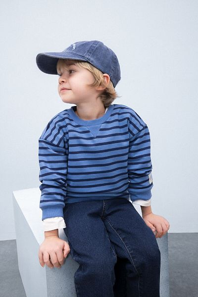 DeFacto 2-teiliges Set für Babys – gestreiftes Sweatshirt mit Rundhalsausschnitt und Jogginghose mit elastischem Bund D7750a525sp