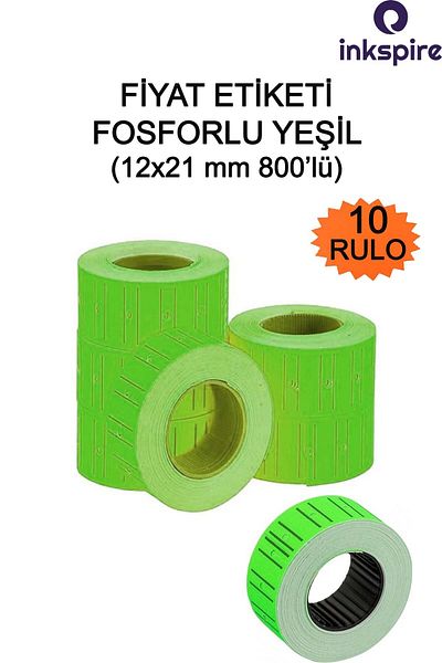 inkspire Price Tag Green 800 Pieces 10 Rolls 12X21 mm 10 Pieces Label Maker Highlighter Green Mx-5500 M5500