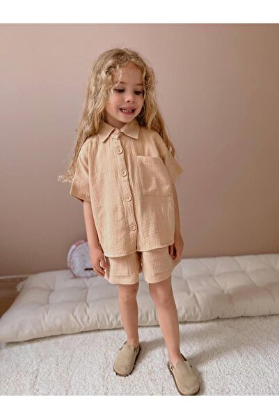 YİGİT BUTİK Σετ για κορίτσια Yigit Boutique Muslin Fabric με σορτς