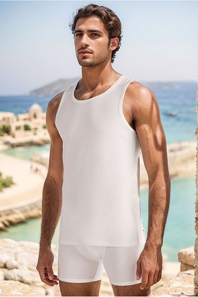 Kom Men Cotton Modal 4 Pieces Cross Strap Tank Top Clothing