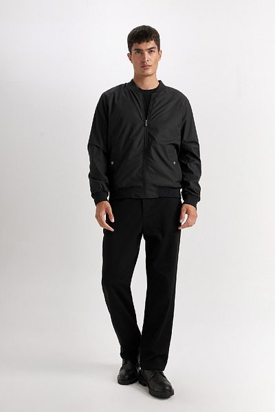 DeFacto Slim Fit Bomber Coat Jacket College γιακά με λεπτή εφαρμογή με διπλή τσέπη με φερμουάρ Εποχιακή ελαφριά D7319ax25sp