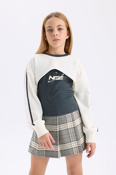 DeFacto Dívčí mikina s digitálním potiskem Crew Neck D7038A824Wn