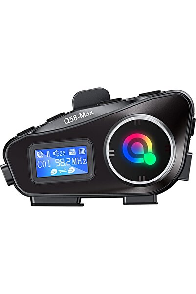 Serreha Q58-MAX 2 Kişi Bağlantılı Bluetooth Kask Kulaklık Ekranlı Fenerli Telsiz Intercom